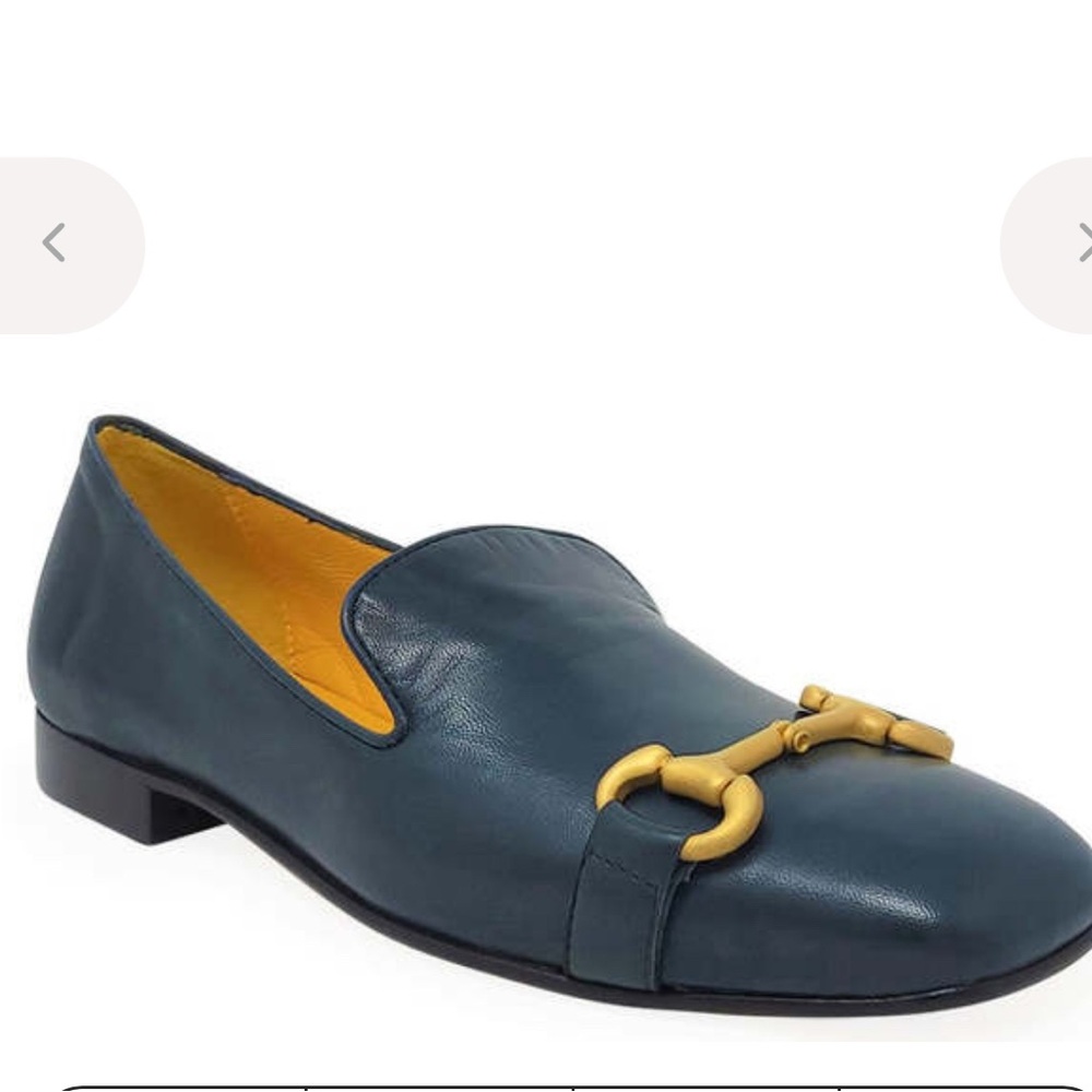 MADISON MAISON by MARA BINI LEATHER SQUARE TOE LOAFER NAVY 39.5
